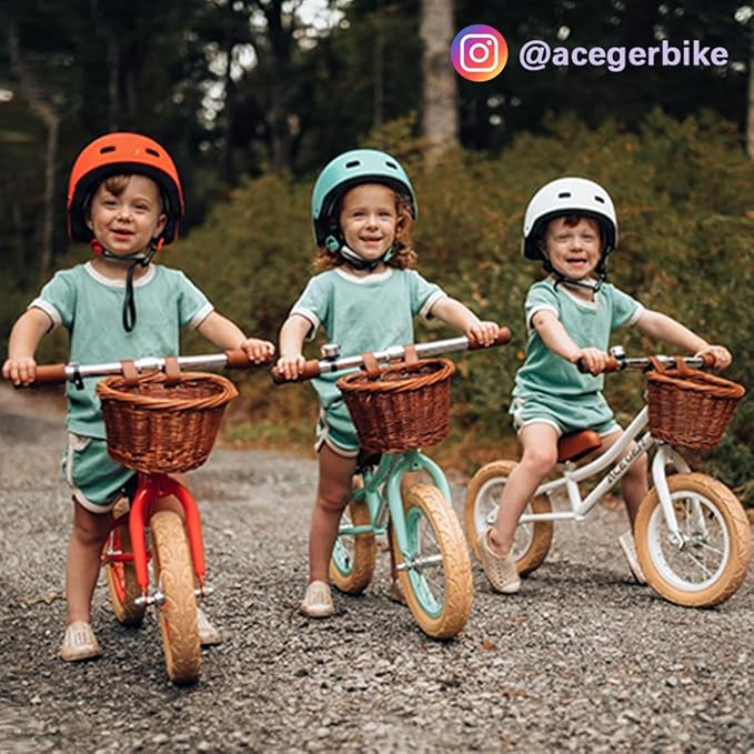 ACEGER 12" Kids Balance Bike with Basket, No Pedal Toddler Bicycle for Early Learning Leg Strength and Steady Balancing, Durable Frame&Tool-Free Adjustable Seat, Gift Bike for 2-5 Kids