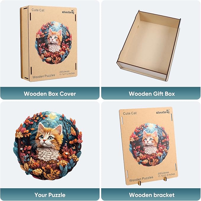 Wooden Puzzle for Mom - 3D Vision Effect Flower and Cat Puzzle 500 Pcs Unique Shape Advanced Wooden Jigsaw Puzzle, Wood Puzzles, Challenge Jigsaw Puzzle(16.9 x 16.8 in)