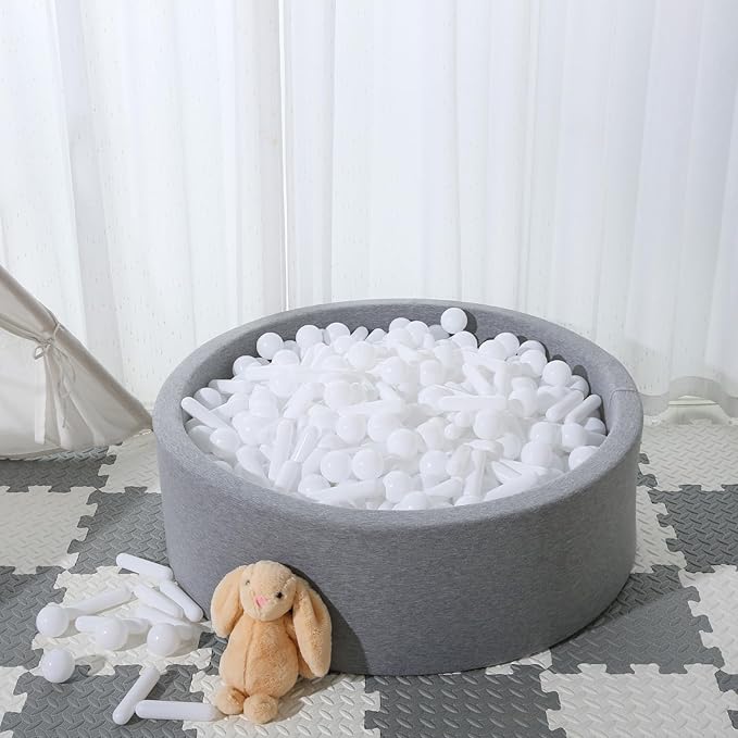 STARBOLO Ball Pit Balls for Toddlers - Pack of 120 Crush Proof Plastic Toy Balls for Toddlers Ball Pit, Play Tent, Baby Pool Water Toys, Kiddie Pool, Party Decoration, Photo Props (White)