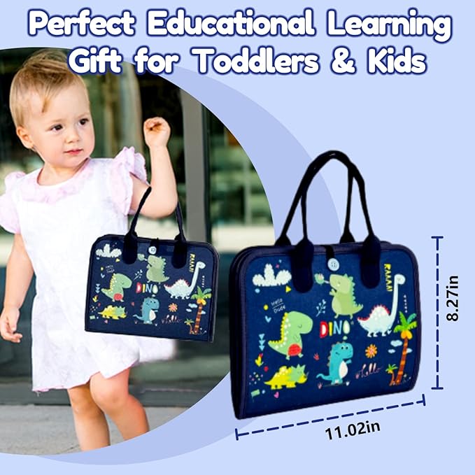 Qizfun Busy Board Book Montessori Toys for 1 2 3 4 Year Old, Boy Birthday Gifts, Educational Sensory Learning Toys for Toddlers 1-3, Car Airplane Travel Activities for Kids Ages 2-4 Year Old