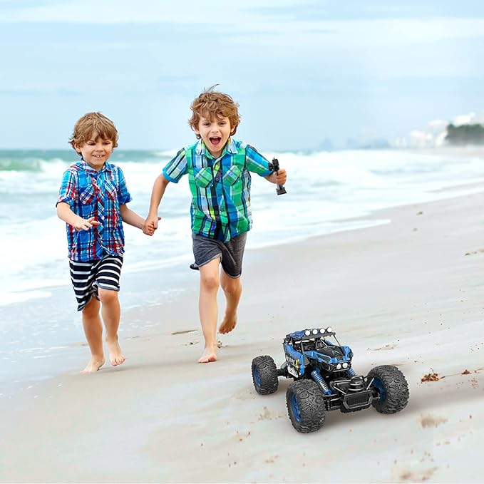 CROBOLL 1:12 Large Remote Control car for Boys Kids with Lifting Function,4WD RC Cars Electric Monster Truck Toy Gifts 4X4 Off-Road RC Rock Crawler 2.4GHz RC Truck with 2 Batteries(Blue)