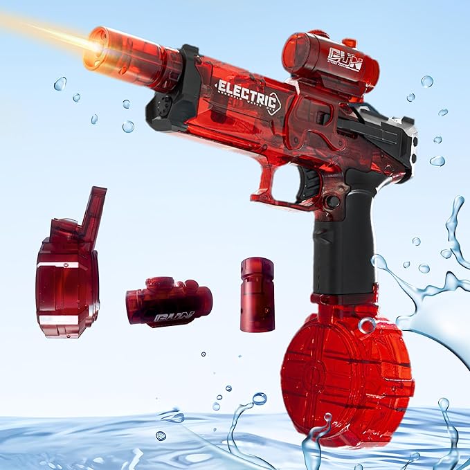 Electric Water Gun for Kids Ages 8-12-Automatic Water Gun-Super Soaker with Automatic High Power,Beach Toys for Summer Outdoor Fun,Perfect Pool and Water Guns Play (Red)
