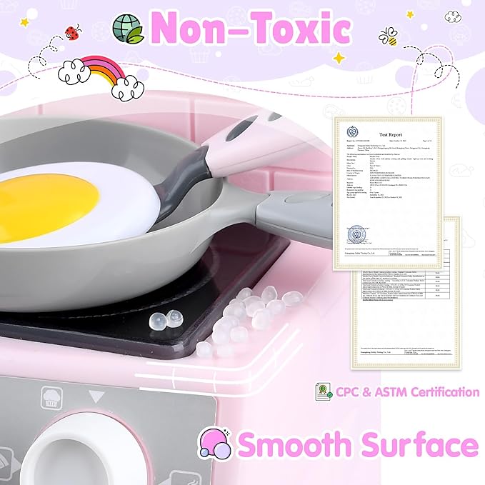 PLAY Toy Oven Kids Kitchen Playset, Kids Play Kitchen Set with 11 Accessories, Realistic Cooking Sounds & Lights, Pretend Play Oven Toddler Cooking Gift Set for Girls Boys Ages 3+