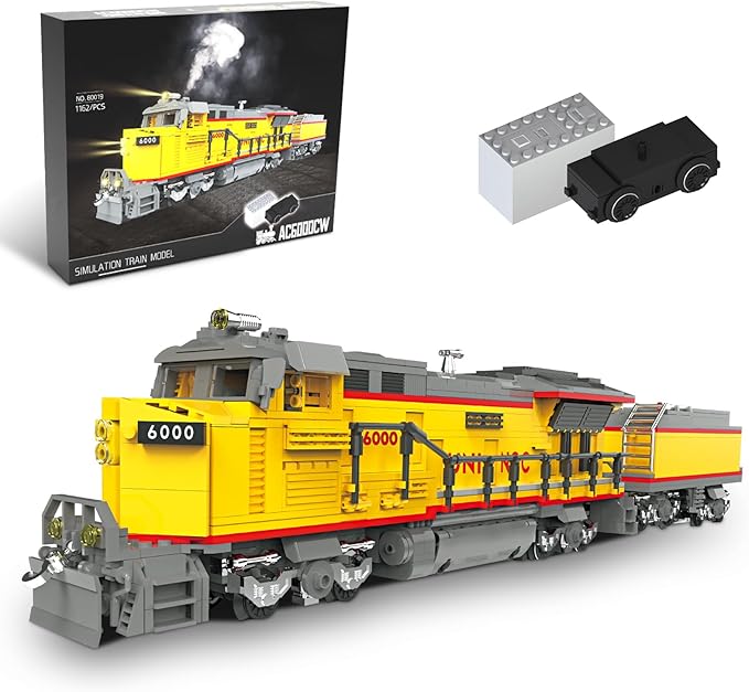 AC6000 Classic Steam Train Building Blocks Set - STEM Model Trains Sets for Boys 8-14 and Adults - Fun and Creative Freight Train Building Toy for Birthday, Halloween, Chrismas, Valentine (1162 pcs