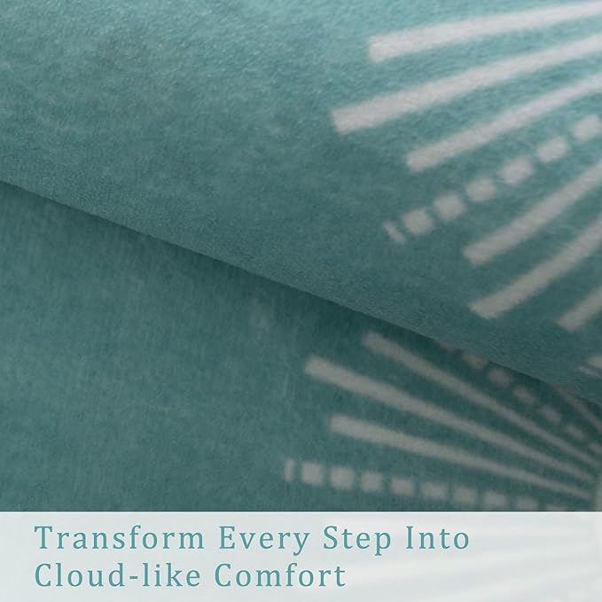 Modern Washable Bedroom Rugs 5x7, Low Pile Soft Teal Rug for Living Room, Aqua Sun Printed Dining Room Rugs for Under Table Throw Carpets for Nursery Kids Room(5'x7',Teal)