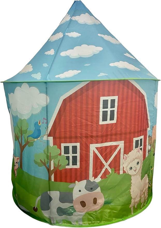 Playhouse for Boy Girl - Play Tent for Kids Toddlers, Pop Up Montessori Creative Sensory Portable Toy Gift, Indoor Outdoor Airfort Bed Fort Party Room Animal Farmer Llama Cow Pig Duck (Farm Barnyard)