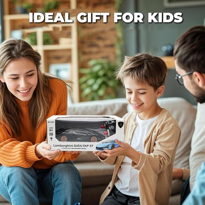 QUN XING Remote Control Car 1:24 Officially Licensed 2.4GHZ Rc Cars Lambo Sport Racing Toy Car for Kids Boys 4-7 Years Black