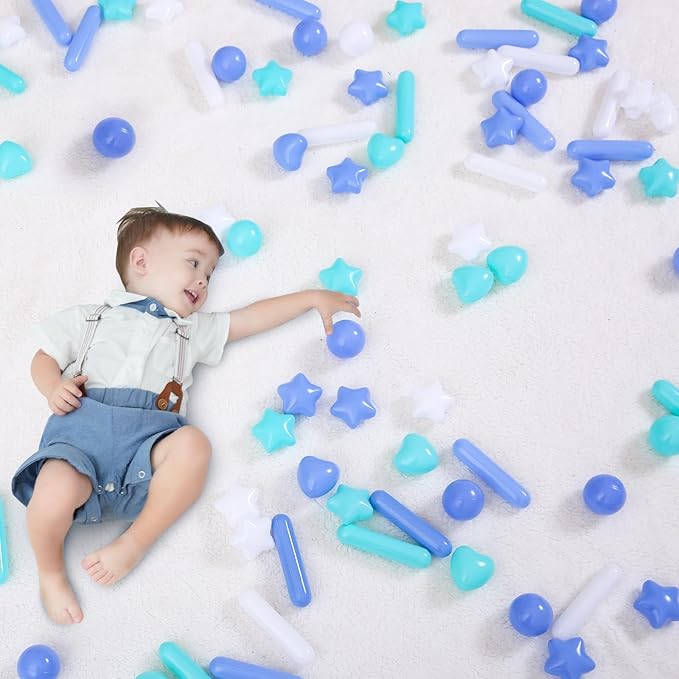 STARBOLO Ball Pit Balls for Toddlers - Macaron Ball Pit Balls Crush Proof Plastic Toy Balls for Toddlers Ball Pits, Ball Pit Play Tent, Baby Pool Water Toys,150pcs(Blue,Green,White)