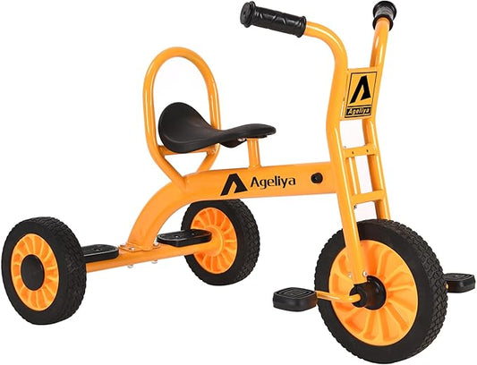 Kids Tricycle for Preschool Ages 3+, Ideal Outdoor Playground & Daycare Yard Trike, Durable Metal Pedal Trike, Sturdy Carbon Steel Frame, Solid Rubber Wheels, for Boys and Girls