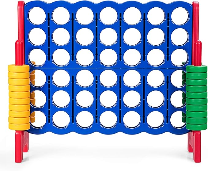 ARLIME Giant 4 in a Row Connect Game, 47'' Jumbo 4-to-Score Toy Set W/Quick-Release Lever, Build-in Ring, Jumbo Sized for Kids & Adults, Oversized Floor Activity for Indoor & Outdoor Play