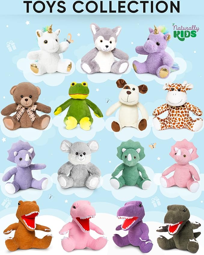 Naturally KIDS Stuffed Animal, Toddler Gifts for Boys, Girls, Plush Unicorn Toy Pink
