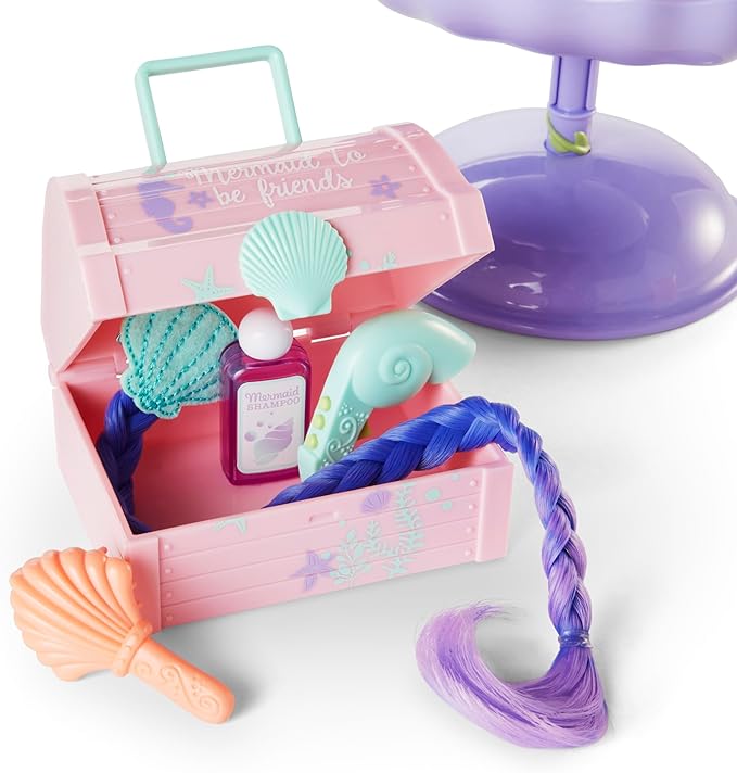 American Girl WellieWishers 14.5-inch Doll Seashell Salon Playset with Hair Extensions that Change Color, For Ages 4+