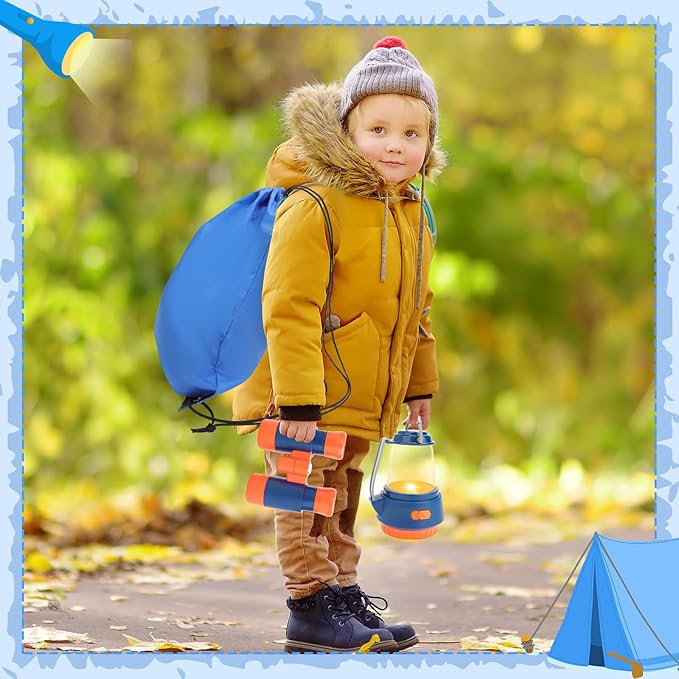 deAO Kids Camping Toys Set with Pop Up Play Tent,32 PCS Outdoor Pretend Camping Toys with Light & Spray for Kids Boys Girls Age 3 4 5 6, Gift for Kids