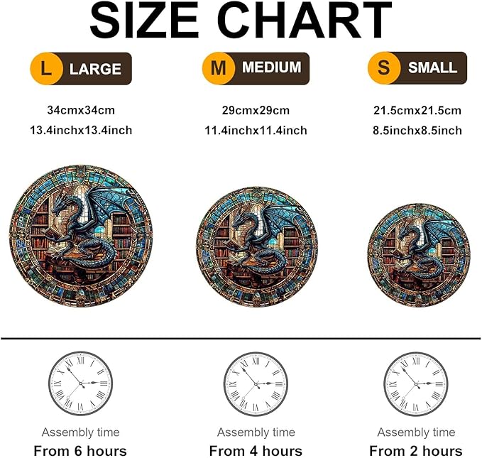 KAAYEE Wooden Puzzles for Adults-Dragon Library Wooden Jigsaw Puzzle Unique Shape Wooden Puzzle Wood Puzzle for Adults,Family Puzzles for Adults (S-8.5 * 8.5in-100pcs)