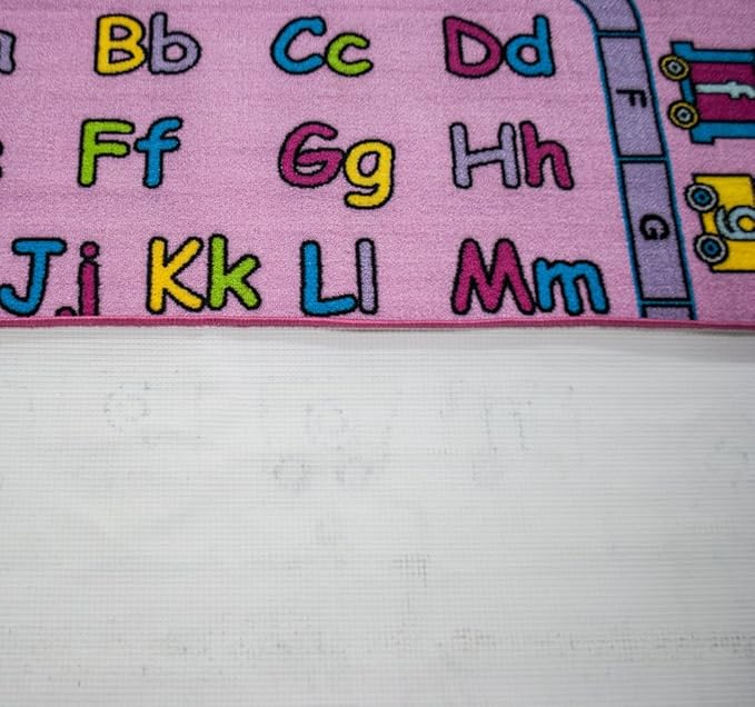 Kids Rug ABC Fun in Pink Area Rug 5x7 (Approx : 4'11" X 6' 10") Non Slip Gel Backing