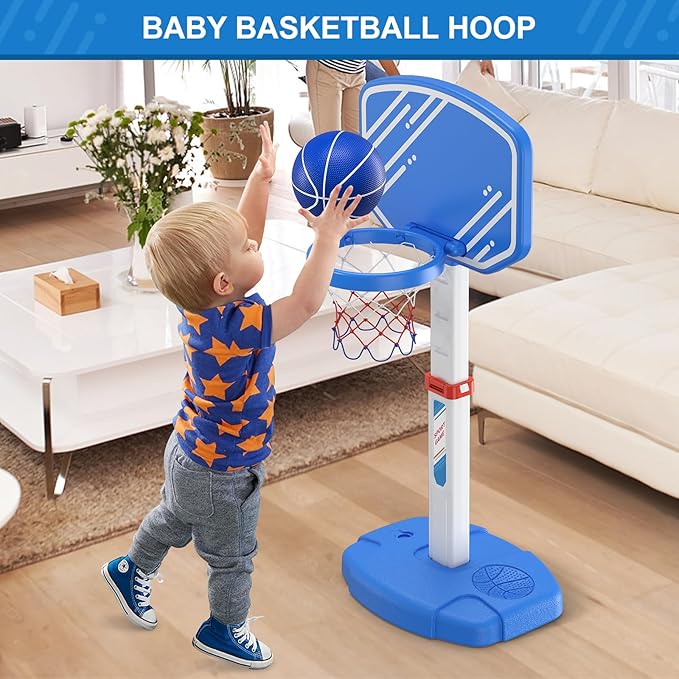 Pool Basketball Game, Toddler Hoop with Adjustable Height, Summer Water Games for Kids and Adults