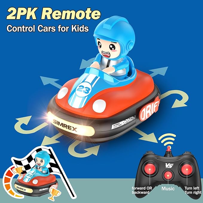 Remote Control Car for Boys and Girls, RC Bumper Car Toys with Light and Music, Rivals Battle Set for 2 Players, Gifts for Toddlers and Kids for 3 4 5 6 7 8 Years Olds