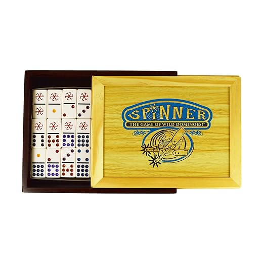 Front Porch Classics, Spinner Domino Game Set in Collectible Wooden Case from Front Porch Classics for 2 to 8 Players Ages 8 and Up