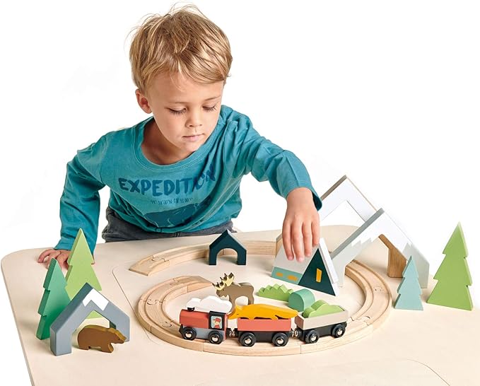 Tender Leaf Toys - Treetops Train Set - Beautiful Wooden Toy Train Set Kids - Intelligent and Imaginative Play Skills for Age 3+