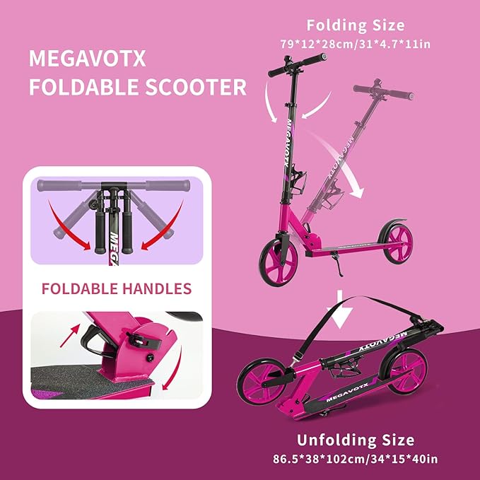 Kids & Adults Kick Scooter – 2 or 3 Wheel Options (LED on 3-Wheel) for Outdoor Fun & Commuting, Foldable and Portable, Adjustable Handle, Anti-Slip Deck (Ages 3 to Adult),Birthday Gift