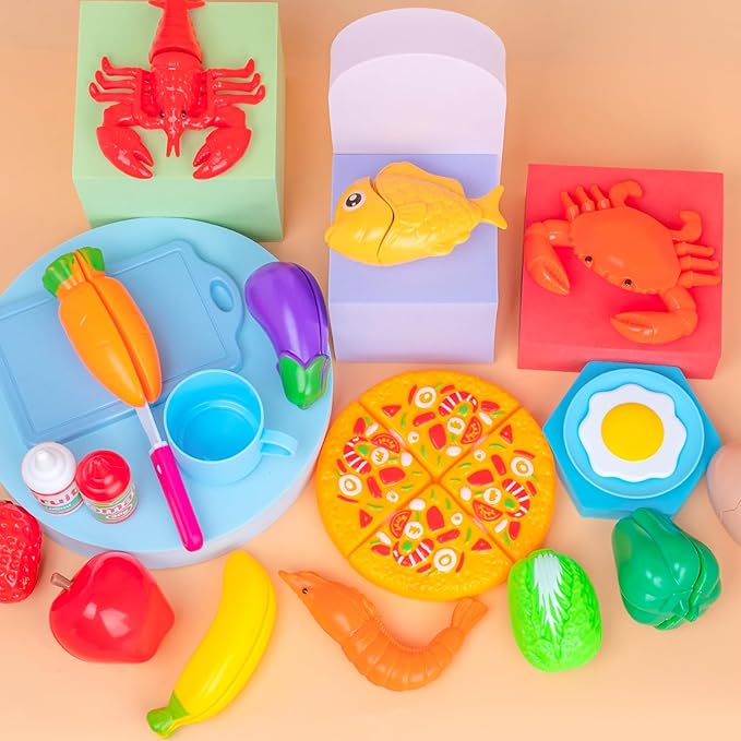 Awsoo Play Kitchen Set for Toddlers 3-5, Portable Play Kitchen with with Rolling Suitcase to Storage Plenty Toys Food, Interactive Pretend Play Toy Kitchen for Kids 3 4 5 6