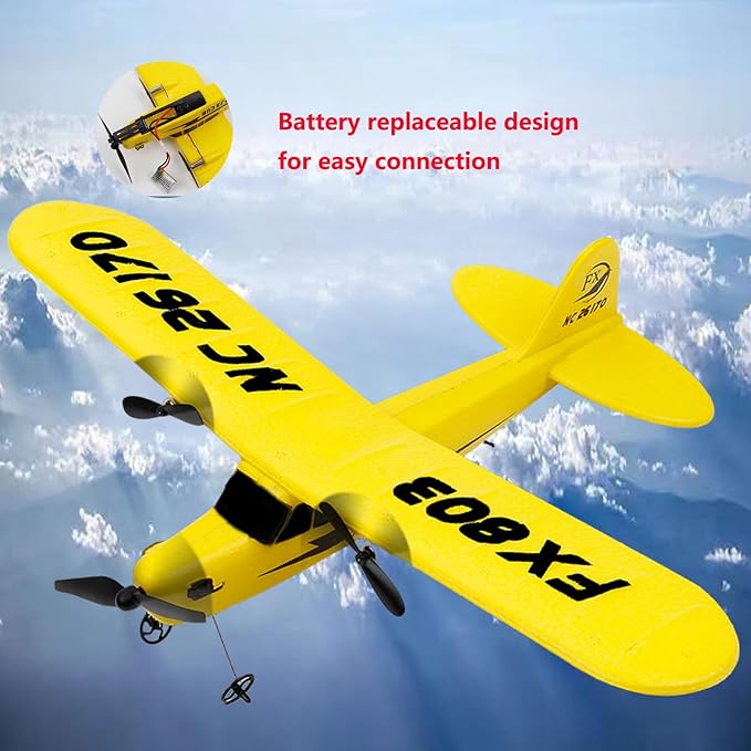 RC Airplane 2.4GHz Remote Control Airplane Gyro Easy to Fly Birthday for Beginner Kids Boys (Yellow)