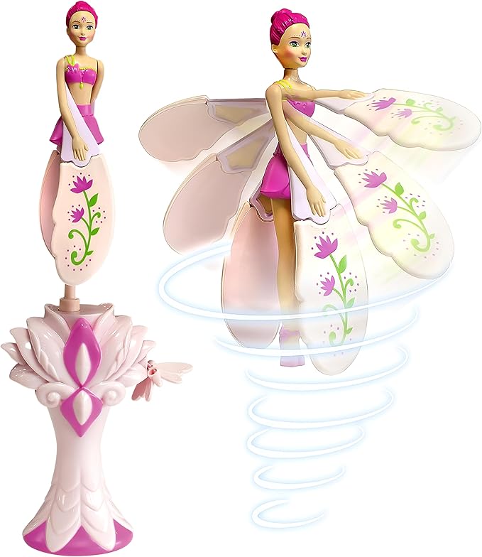 Sky Dancers Fuchsia Fantasy – The Original Flying Doll Toy – Pull String Powered, Use Indoors or Outdoors, No Batteries Required, Gift for Kids 6+