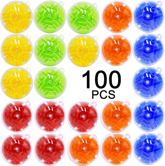 100PCS Brain Teaser Puzzle Ball Fidget Toys Bulk, Mini 3D Maze Balls Puzzles Games Party Favors for Kids 4-8 8-12,Classroom Prizes Stocking Stuffers for Boy Girl Gifts Carnival Prizes Birthday Goodie