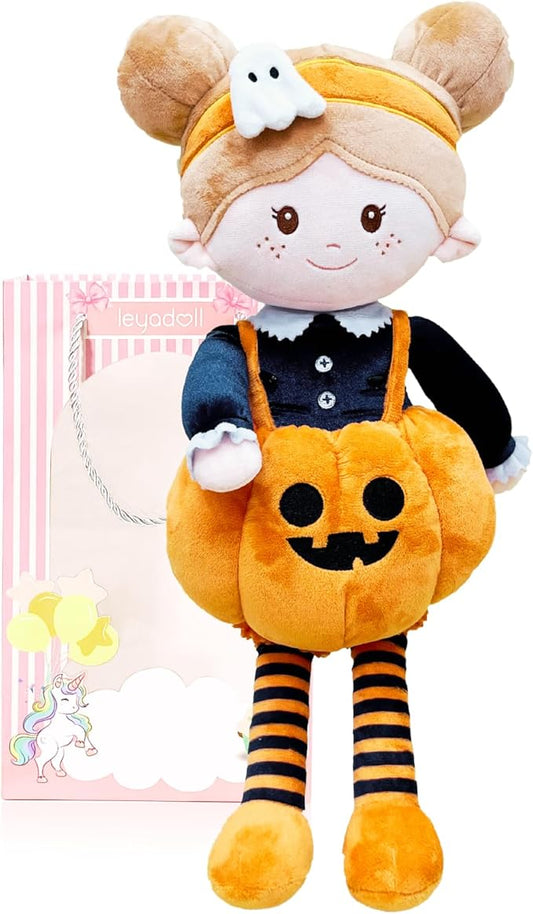 Soft Baby Doll Toys (16''), My First Baby Rag Doll for 1 Year-Old Girl Birthday Gift, Christmas Plush Toys Gift for Toddler Kids Infants-Halloween Special-Pumpkin Girl