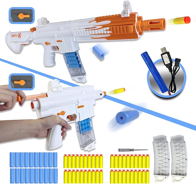 AR 15 Electric Foam Blaster with Scope, 40 Darts, 2 Magazines, 20 Shells | Automatic Ejecting Toy Gun for Boys, Teens & Adults | Outdoor & Indoor Battle Game Gift (Birthday, Christmas, Party)