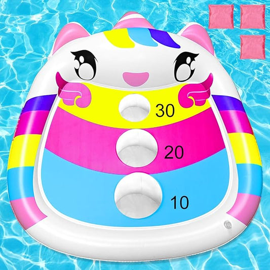 Unicorn Kids Fun Pool Toys,Inflatable Cornhole Board Floating Water Game Outdoor Swim Play for Adults Family,Cool Summer Party Gift for 6 7 8 9 10 12 Year Old Boy Girl Teen