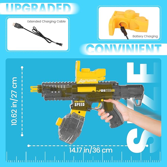 2025 Electric Water Gun for Adults Kids, Automatic Water Gun Toy for Kids Ages 4-8 8-12, Large Capacity High Power, 32ft Ultra-Long Range, Summer Pool Outdoor Beach Water Toys for Boys Girls(Yellow)