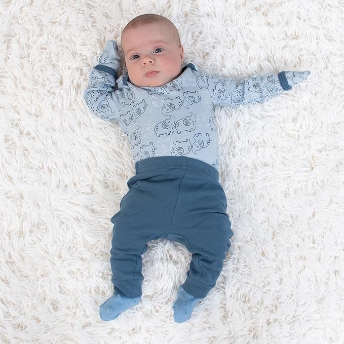 The Peanutshell Baby Layette Gift Set for Boys - 30 Piece Layette Set, Newborn to 9 Months Baby Boy Clothes - Elephant Blue