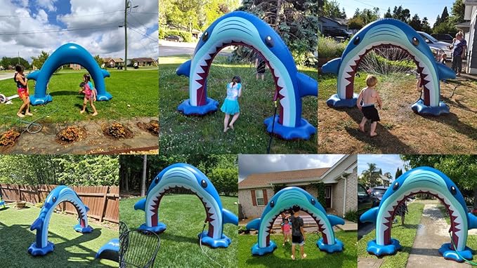 Anpro Giant Shark Sprinkler Kids Inflatable Water Toy Summer Outdoor Play Sprinkler