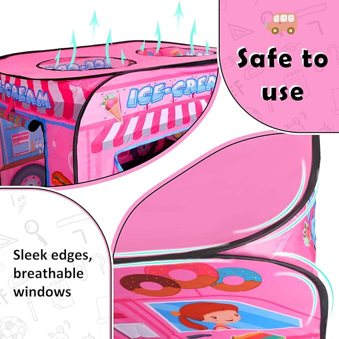 Pop up Play Tent for Kids Aged 1-3 Years Old Boys and Girls : Ice Cream Playhouse Toy Play Tents for Toddlers 3-5 Kids Tent Indoor Outdoor Playhouse Toys for 1 + Year Old, Ice Cream