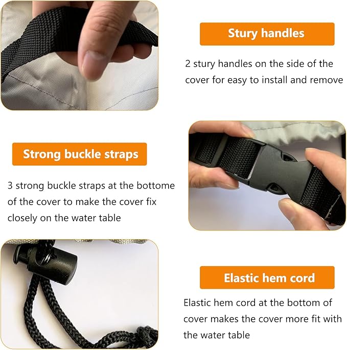 Kids Water Table Cover,Outdoor Heavy 600D Waterproof Anti-UV Dustproof Kids Water Play Table Cover,Compatible with Step2 Rain Showers Splash Pond Toddler Water Table,Beige,Cover Only