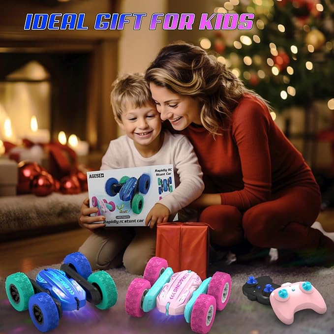 Remote Control Car for Boys 4-7, RC Car for Kids, 360° Stunt Rotating Double-Sided Race Remote Cars with Headlights, Fun Toys Christmas Birthday Gifts for 4-7 8-12 Years Old Boys Girls