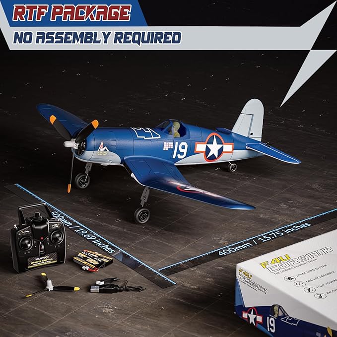 LEAMBE Brushless 4 Channel RC Plane F4U Corsair 500mm Remote Control Airplane Fighter RTF with 6-Axis Gyro, 3 Modes & Aerobatics for Beginners & Adults