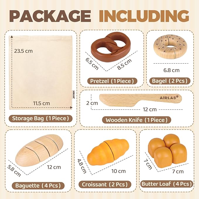 Wooden Play Food Bakery Toy Sets for Kids Kitchen Grocery Pretend Food Accessories Playsets for Toddler 1-3 Ages 4-8 Birthday Gift for Boys Girls Educational Toys