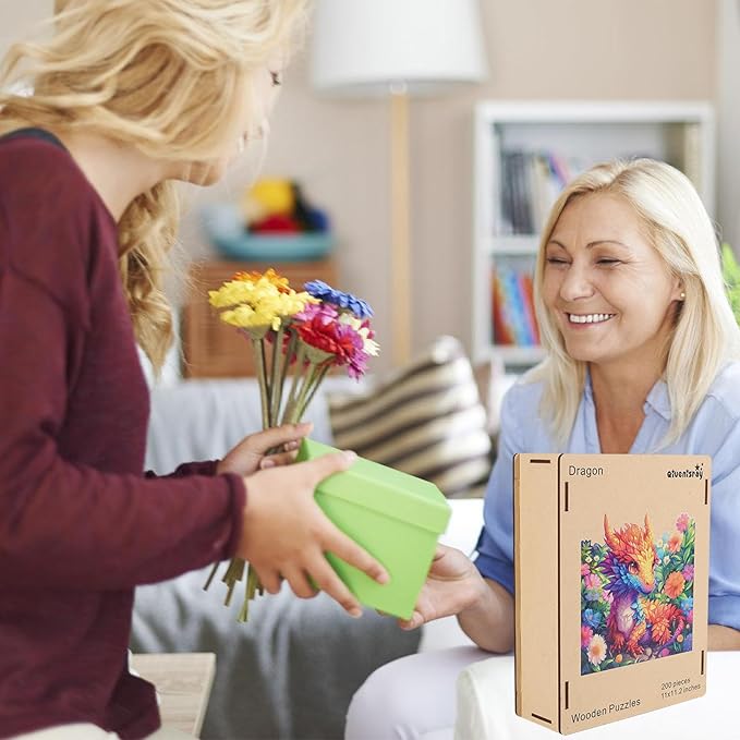 Wooden Jigsaw Puzzles 500 pieces-Dragon,Medium,16.3x16.5in,Royal,Wooden Puzzles for Adults,Unique Shape Animal Adult Puzzles,Irregular Wood Puzzles Best Gift for Adults and Kids Family Game