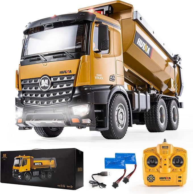 RC Dump Truck Toy, 10CH Remote Control Dump Truck for Boys, Heavy Duty Metal Construction Vehicles, 7KG+ Load Capacity, Birthday Gifts Ideas for Kids Adults, 1/14 Scale Trucks (with Gift)