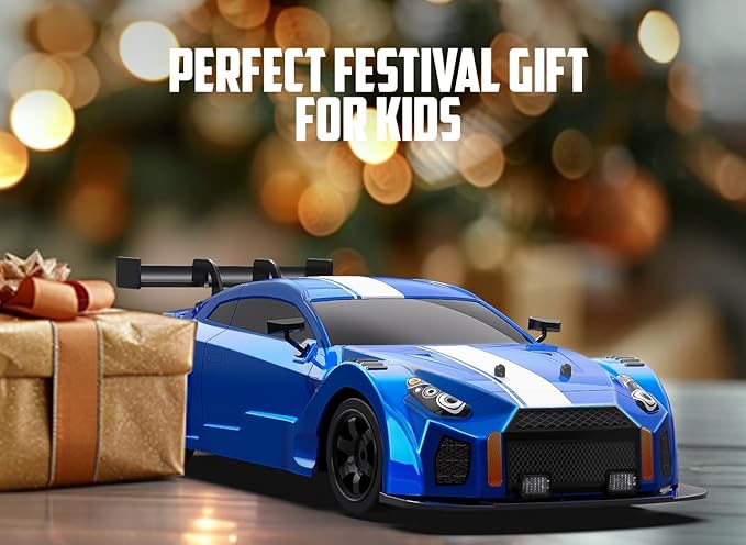 RACENT 1:16 RC Drift Car, 2.4Ghz 4WD 18KM/H Remote Control Car with Spray Mist, Racing and Drifting Wheels, LED Light, 2 Batteries, Sport Model Toys Vehicle for Kids, Boys, Adults