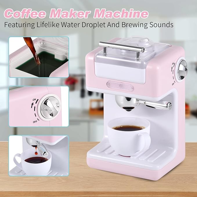 Ehome Play Kitchen Toys Kids Kitchen Accessories Pretend Play Kitchen Appliances Toy Set with Coffee Maker, Mixer, Toaster for Kids Toddler Kitchen Playset Ages 4 5 6 7 8 Girls