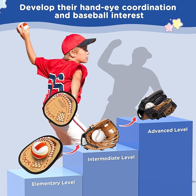 Aywewii Soft Toss and Catch Ball Set Toddler Toys Outdoor Games for 3 4 5+ Year Old Kids Boys Girls Outside Beach Pool Yard Baseball Training Glove Toys Games Easter Basket Stuffers Birthday Gifts