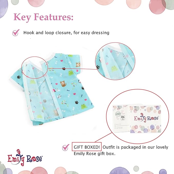 Emily Rose 18 Inch Doll Clothes 6 PC Doctor Veterinarian Vet Nurse Scrubs & Accessories Outfit Set, Including Stethoscope | Mom's Choice Award Winner | Compatible with 18" American Girl Dolls