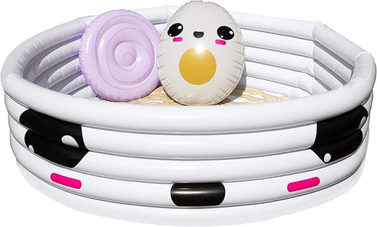 Large Inflatable Kiddie Pool- Cute Ramen Kawaii Theme, Children's Swimming Pool w Play Pillow Floats & Accessories- 67"x26" Family Size for Baby Kids Adults, Outdoor Beach or Backyard Summer Water Fun