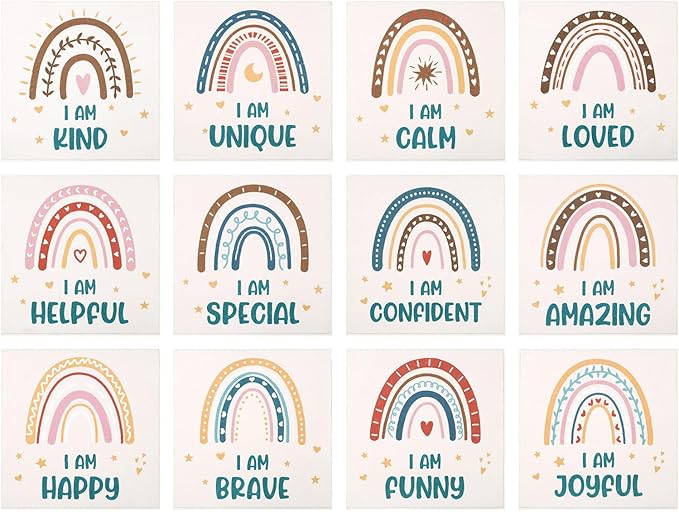 HiiARug 12pcs Carpet Squares for Classroom 20x20 Rainbow Carpet Spots for Classroom Sitting Floor Seats for Kids Sit Spots for Classroom Kindergarten Playroom Decor,Square 20"