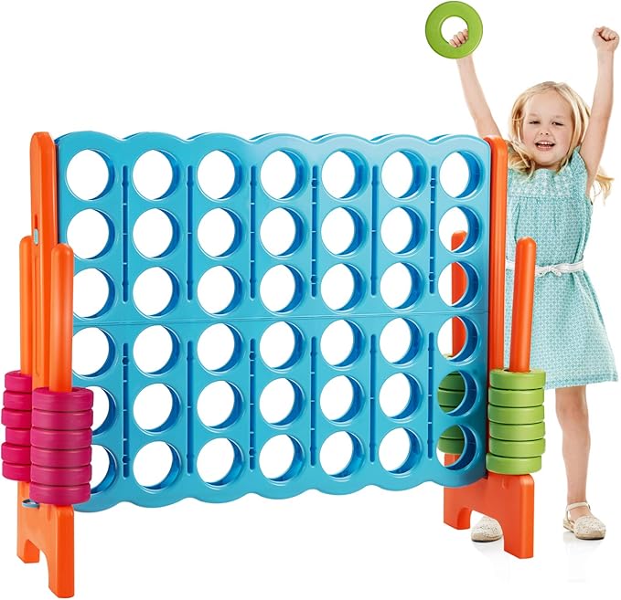 ARLIME Jumbo 4-to-Score Giant Game Set, Backyard Games for Kids & Adults, 4 in A Row W/Quick-Release Lever, 42 Build-in Rings Included, Jumbo Size for Outdoor & Outdoor Play