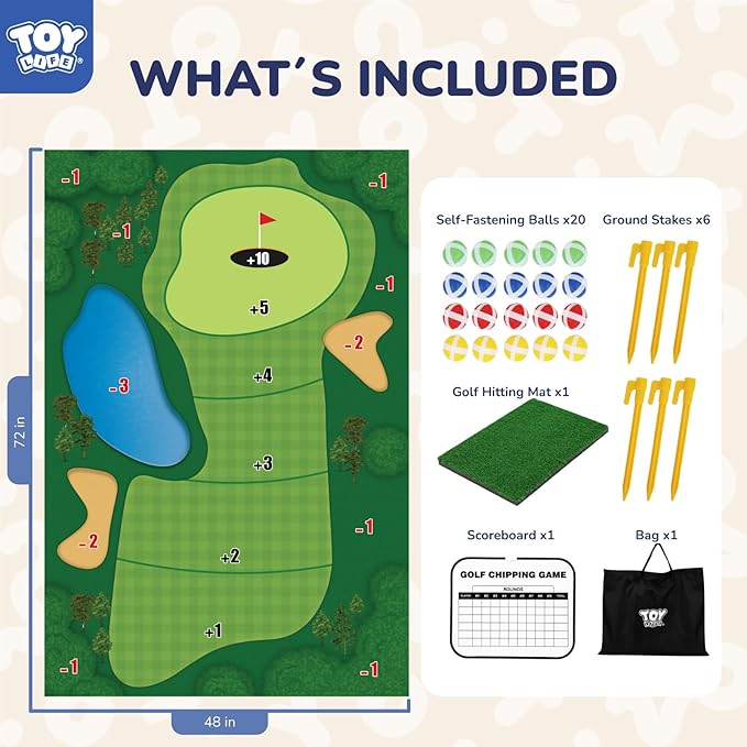 TOY Life Chipping Golf Game Mat Indoor Outdoor Games for Adults and Family Kids Outdoor Play Equipment Stick Chip Game Indoor Golf Set Backyard Games Outdoor Toys for Kids