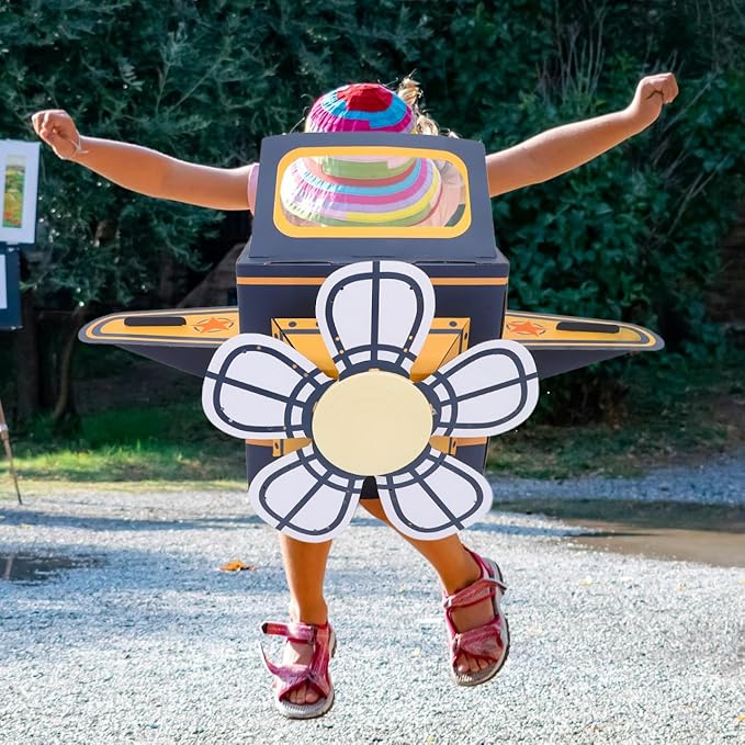 SAFIGLE Wearable Airplane Toy for Kids - DIY Paper Aircraft with Rotating Fan, Blue, 30.51x36.41x18.11 Inches, Fun Outdoor Play and Learning Experience Flying Airplanes for Kids